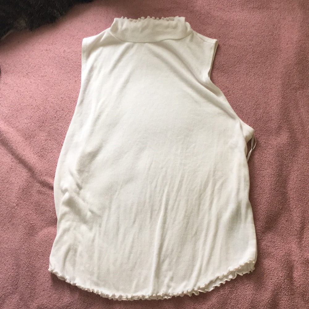White high-neck top